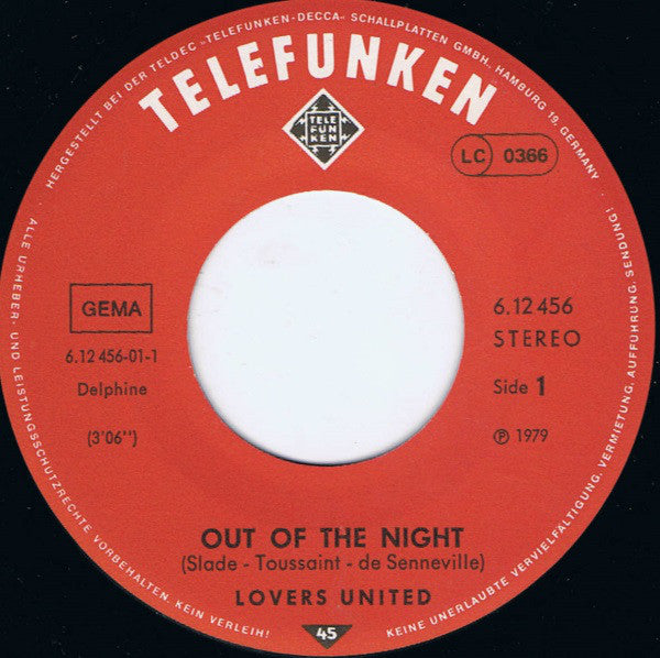 Lovers United : Out Of The Night (7", Single)