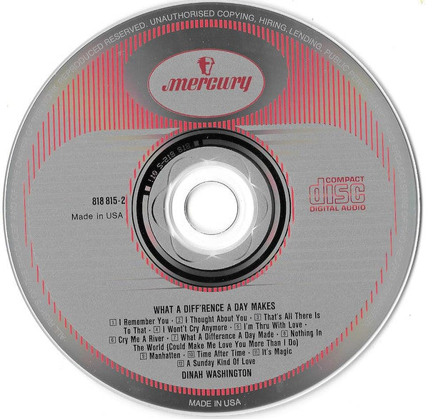 Dinah Washington : What A Diff'rence A Day Makes! (CD, Album, RE)