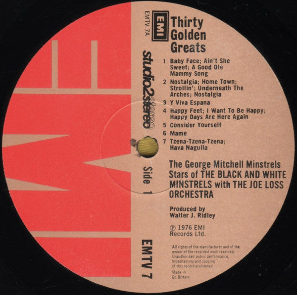 The George Mitchell Minstrels With Joe Loss & His Orchestra : 30 Golden Greats (LP)
