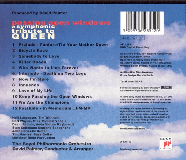 David Palmer (2), Royal Philharmonic Orchestra : Passing Open Windows - A Symphonic Tribute To Queen (CD, Album)