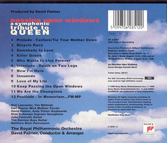 David Palmer (2), Royal Philharmonic Orchestra : Passing Open Windows - A Symphonic Tribute To Queen (CD, Album)