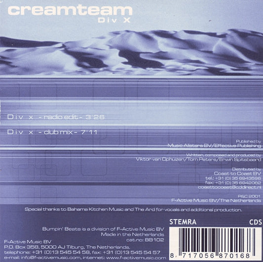 CreamTeam : Div X (CD, Single)