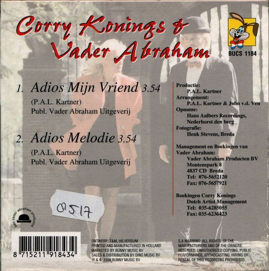 Corry Konings & Vader Abraham : Adios Mijn Vriend (CD, Single)