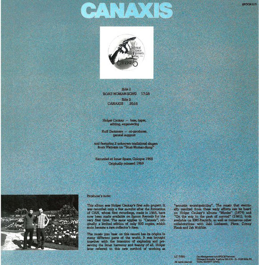 Holger Czukay / Rolf Dammers : Canaxis (LP, Album, RE)