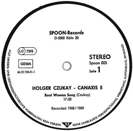 Holger Czukay / Rolf Dammers : Canaxis (LP, Album, RE)