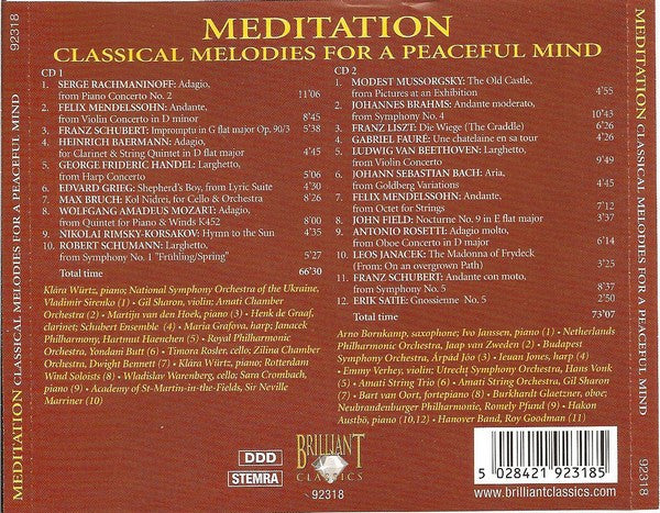 Various : Meditation - Classical Melodies For A Peaceful Mind (2xCD, Comp)