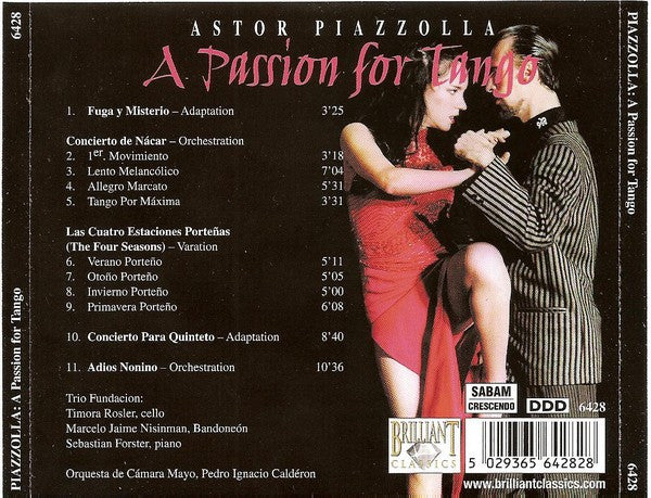 Trio Fundacion Astor Piazolla / Orquestra De Cámara Mayo : Astor Piazzolla - A Passion For Tango (CD, Album)
