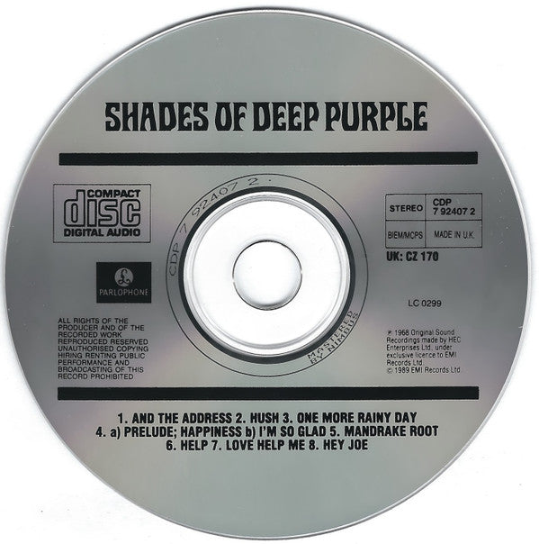 Deep Purple : Shades Of Deep Purple (CD, Album, RE, Nim)