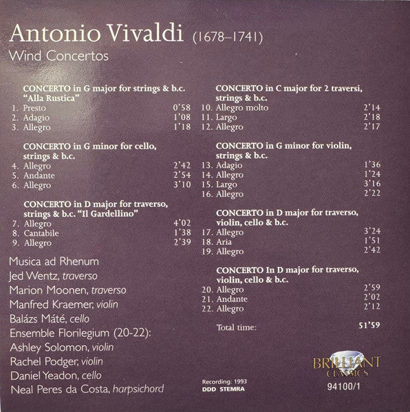 Tomaso Albinoni, Vincenzo Bellini, Bernhard Henrik Crusell, František Vincenc Kramář - Krommer, Alessandro Marcello, Johann Melchior Molter, Wolfgang Amadeus Mozart, Louis Spohr, Antonio Vivaldi : Wind Concertos (10xCD)