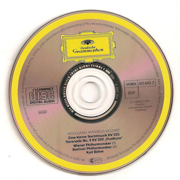 Wolfgang Amadeus Mozart - Wiener Philharmoniker, Berliner Philharmoniker, Karl Böhm : Eine Kleine Nachtmusik / »Posthorn-Serenade« KV 320 (CD, Album, RE, RM)