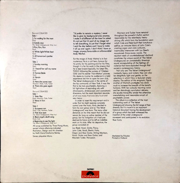 The Velvet Underground Featuring Nico (3) : Andy Warhol's Velvet Underground Featuring Nico (2xLP, Comp, RE, Gat)