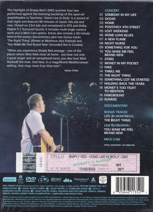 Simply Red : Home (Live In Sicily) (DVD-V, Copy Prot., Multichannel, PAL)