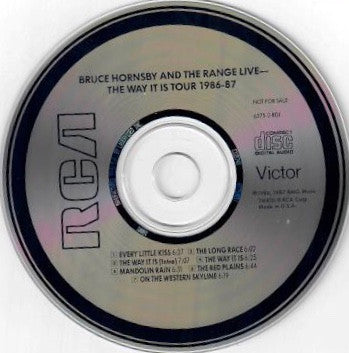 Bruce Hornsby And The Range : Live- The Way It Is Tour 1986-87 (CD, Album, Promo)