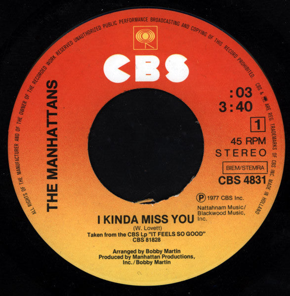 Manhattans : I Kinda Miss You (7", Single)