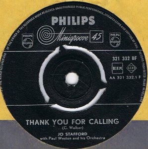 Jo Stafford : Thank You For Calling (7")