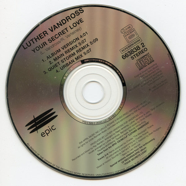 Luther Vandross : Your Secret Love (CD, Single)