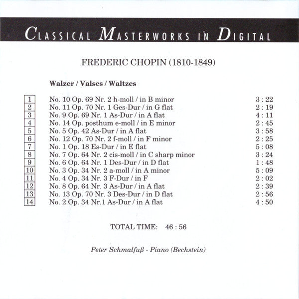 Frédéric Chopin, Peter Schmalfuß : Walzer = Valses = Waltzes (CD)