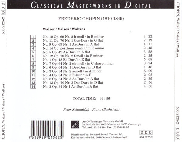 Frédéric Chopin, Peter Schmalfuß : Walzer = Valses = Waltzes (CD)