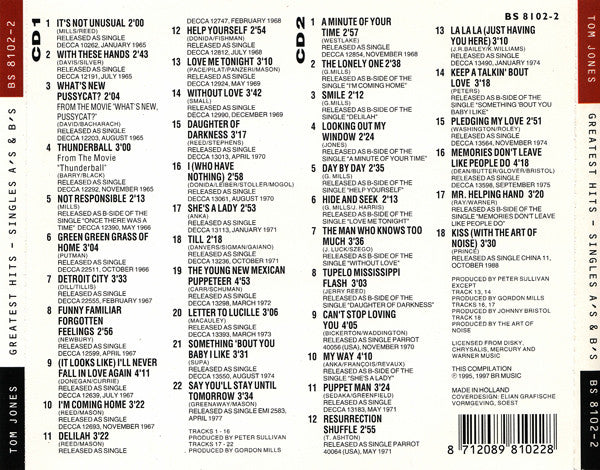 Tom Jones : Greatest Hits - Singles A's & B's (2xCD, Comp, RE)