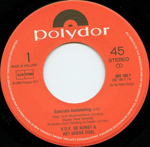 VOF De Kunst & Het Goede Doel : Speciale Aanbieding (7", Single)