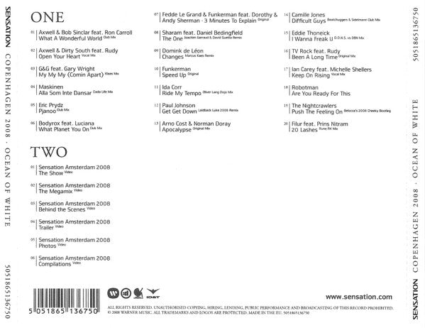 Various : Sensation - Copenhagen 2008 - Ocean Of White (CD, Comp, Mixed + DVD, Comp)