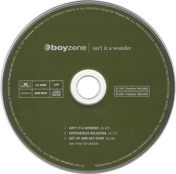 Boyzone : Isn't It A Wonder (CD, Single)