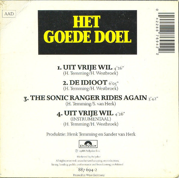 Het Goede Doel : Uit Vrije Wil (CD, Maxi)