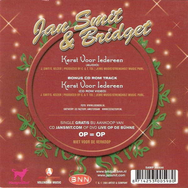 Jan Smit & Bridget Maasland : Kerst Voor Iedereen (CD, Single, Smplr)