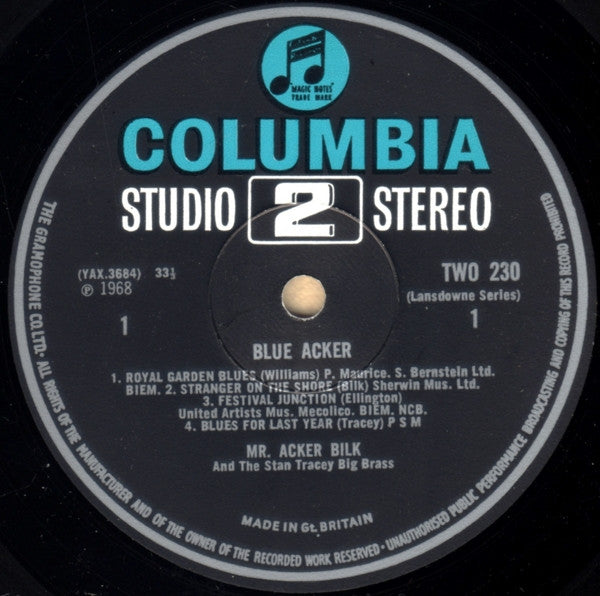 Acker Bilk And The Stan Tracey Big Brass : Blue Acker (LP, Album)