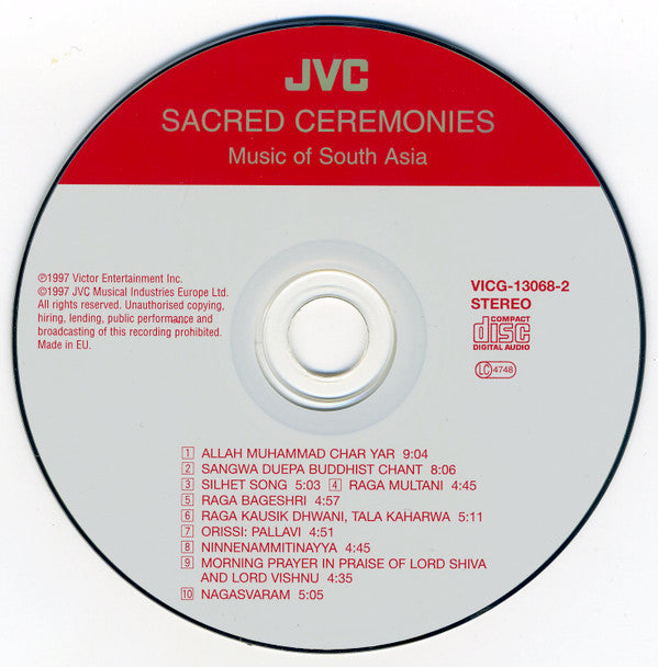 Various : Sacred Ceremonies - Music Of South Asia: India / Pakistan / Tibet / Iran (CD, Comp)
