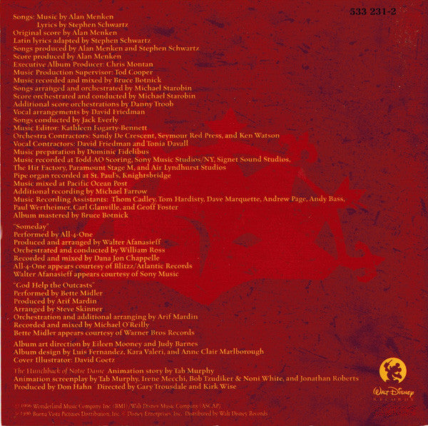 Alan Menken, Stephen Schwartz : The Hunchback Of Notre Dame (CD, Album)