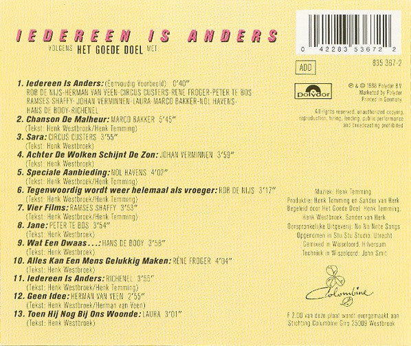 Het Goede Doel : Iedereen Is Anders Volgens Het Goede Doel (CD, Album)