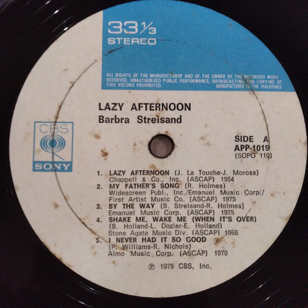 Barbra Streisand : Lazy Afternoon (LP, Album)