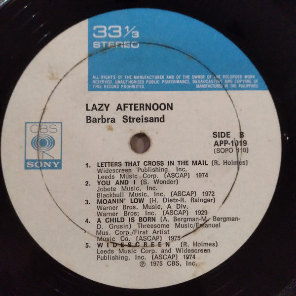 Barbra Streisand : Lazy Afternoon (LP, Album)