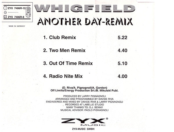 Whigfield : Another Day (Remix) (CD, Maxi)