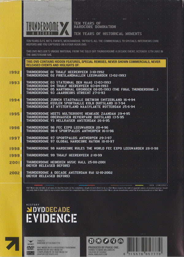 Various : Thunderdome A Decade (DVD-V)