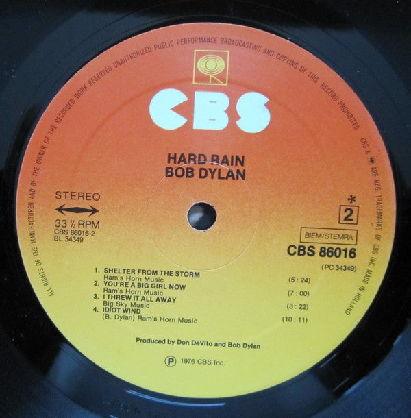Bob Dylan : Hard Rain (LP, Album, RP)