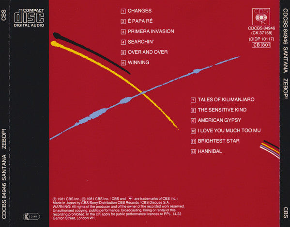 Santana : Zebop! (CD, Album, RE)