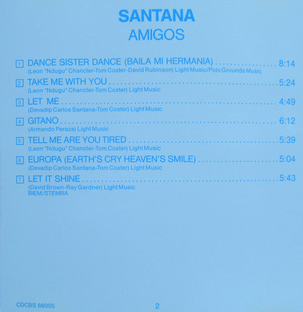 Santana : Amigos (CD, Album, RE)