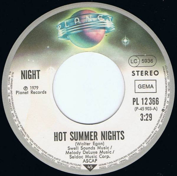 Night : Hot Summer Nights (7", Single)