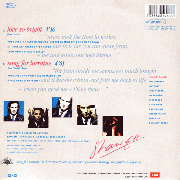 Mark Shaw : Love So Bright (7")