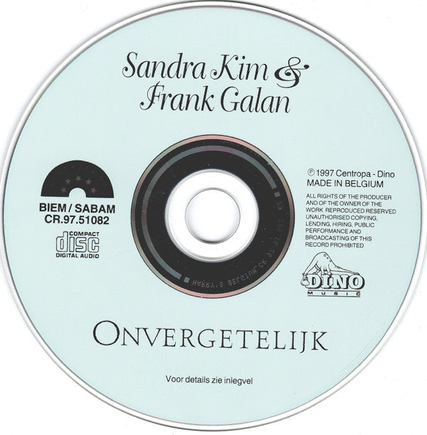 Sandra Kim & Frank Galan : Onvergetelijk (CD, Album)