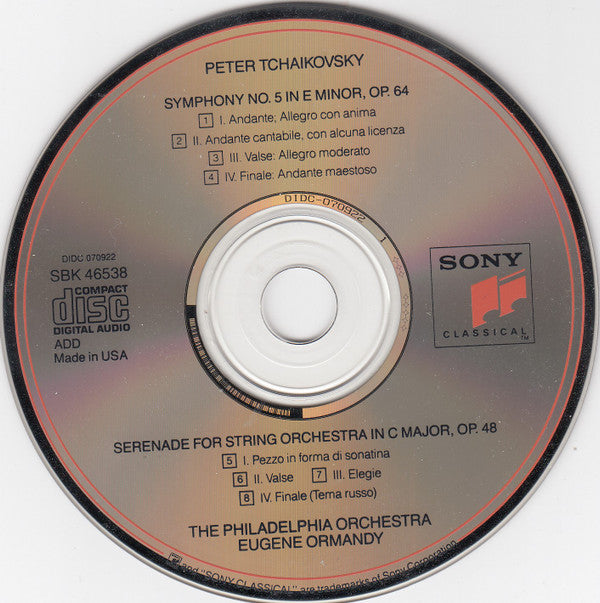 Pyotr Ilyich Tchaikovsky - Eugene Ormandy, The Philadelphia Orchestra : Symphony No. 5 • Serenade For Strings (CD, Comp)