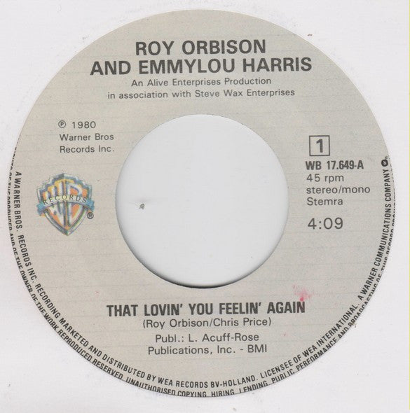 Roy Orbison & Emmylou Harris / Craig Hundley : That Lovin' You Feelin' Again / Lola (7", Single)