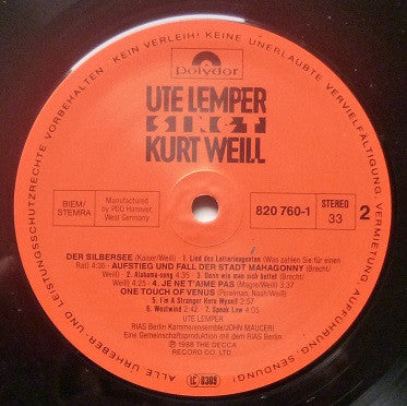 Ute Lemper : Singt Kurt Weill (LP, Album)