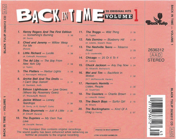 Various : Back In Time - Volume 1 (CD, Comp)