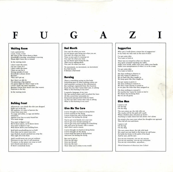 Fugazi : Fugazi (12", EP, $5)