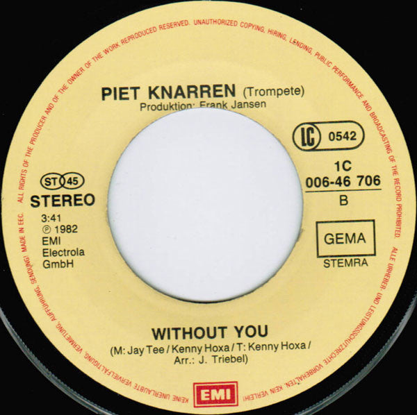 Piet Knarren : Midnight Blue (7", Single)