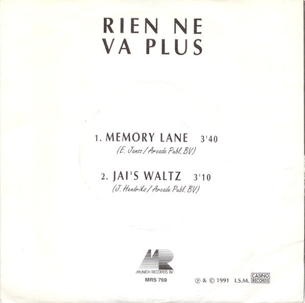 Rienne Va Plus : Memory Lane (7", Single)