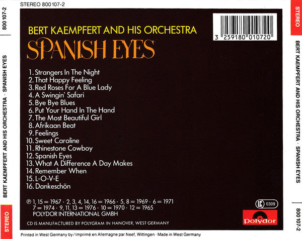 Bert Kaempfert & His Orchestra : Spanish Eyes (CD, Comp)